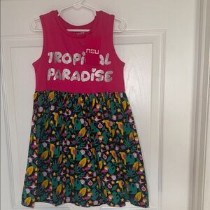 Tropical Paradise Pink and Multicolor Kids Dress